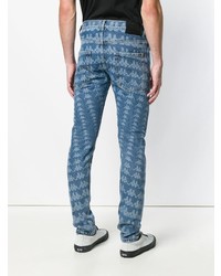 Мужские синие джинсы с принтом от Paura