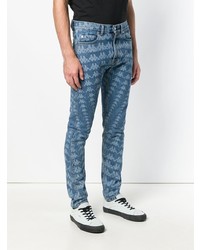 Мужские синие джинсы с принтом от Paura
