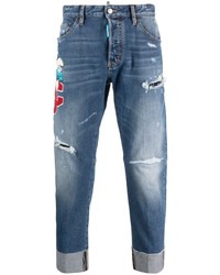 Мужские синие джинсы с принтом от DSQUARED2