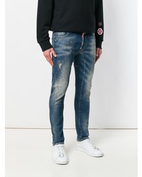 Мужские синие джинсы с принтом от DSQUARED2