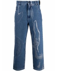 Мужские синие джинсы с принтом от Fendi