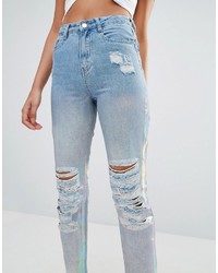 Женские синие джинсы с принтом от Missguided