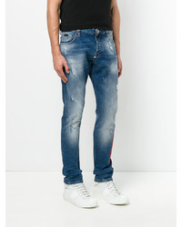 Мужские синие джинсы с принтом от Philipp Plein