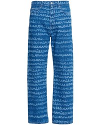 Мужские синие джинсы с принтом от Marni
