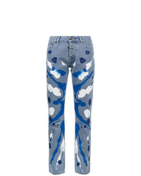 Женские синие джинсы с принтом от Mirco Gaspari