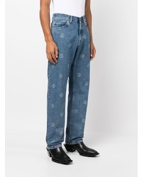 Мужские синие джинсы с принтом от Martine Rose