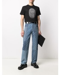 Мужские синие джинсы с принтом от Marine Serre