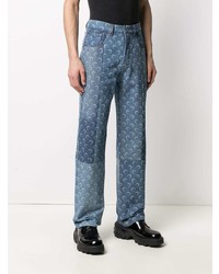 Мужские синие джинсы с принтом от Marine Serre