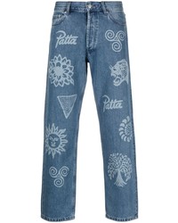 Мужские синие джинсы с принтом от PATTA