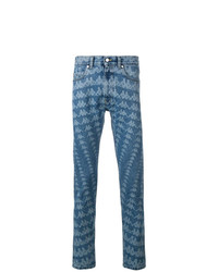 Мужские синие джинсы с принтом от Paura