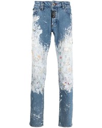 Мужские синие джинсы с принтом от Philipp Plein