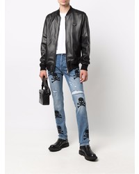 Мужские синие джинсы с принтом от Philipp Plein