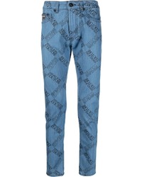 Мужские синие джинсы с принтом от VERSACE JEANS COUTURE