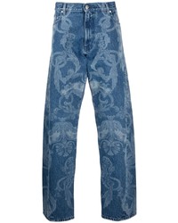 Мужские синие джинсы с принтом от Versace
