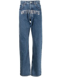 Мужские синие джинсы с принтом от Vetements