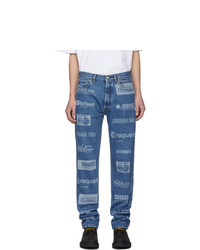 Мужские синие джинсы с принтом от Vetements