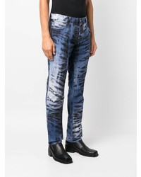 Мужские синие джинсы с принтом от Just Cavalli