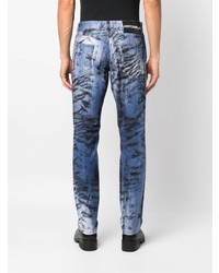 Мужские синие джинсы с принтом от Just Cavalli