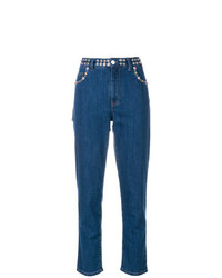 Женские синие джинсы с украшением от Miu Miu