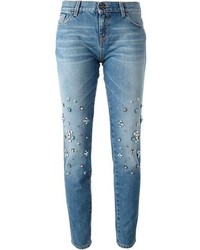 Женские синие джинсы с украшением от Pinko