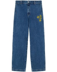 Мужские синие джинсы с цветочным принтом от Axel Arigato
