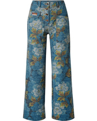 Женские синие джинсы с цветочным принтом от Kenzo