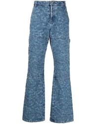 Мужские синие джинсы с цветочным принтом от Off-White