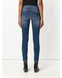 Синие джинсы скинни с вышивкой от Frankie Morello