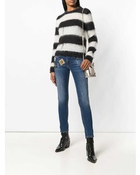 Синие джинсы скинни с вышивкой от Frankie Morello