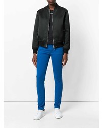 Синие джинсы скинни с вышивкой от Off-White