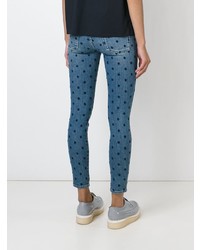Синие джинсы скинни с вышивкой от Stella McCartney