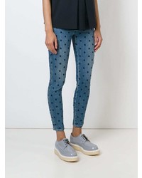 Синие джинсы скинни с вышивкой от Stella McCartney