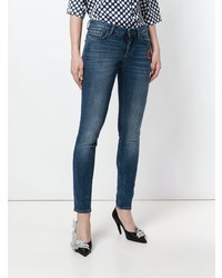 Синие джинсы скинни с вышивкой от Dolce & Gabbana