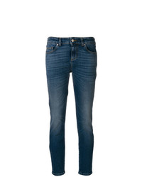 Синие джинсы скинни с принтом от Alexander McQueen