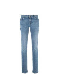 Синие джинсы скинни с принтом от Givenchy