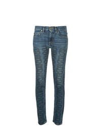 Синие джинсы скинни с принтом от Hysteric Glamour