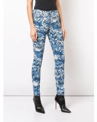 Синие джинсы скинни с принтом от Off-White