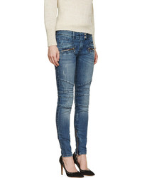 Синие джинсы скинни от Balmain