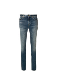 Синие джинсы скинни от Saint Laurent