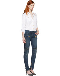 Женские синие джинсы от Balmain