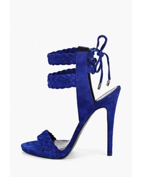 Синие замшевые босоножки на каблуке от Evigi