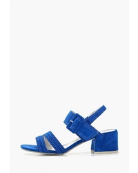 Синие замшевые босоножки на каблуке от Marco Tozzi