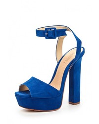 Синие замшевые босоножки на каблуке от Schutz