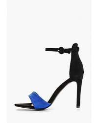 Синие замшевые босоножки на каблуке от Style Shoes