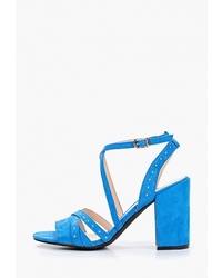 Синие замшевые босоножки на каблуке от T.Taccardi