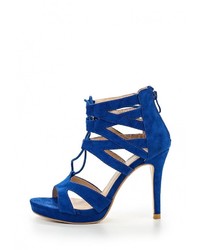 Синие замшевые босоножки на каблуке от Tulipano