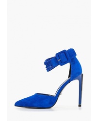 Синие замшевые босоножки на каблуке от Vitacci