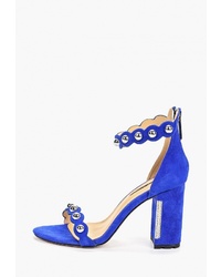 Синие замшевые босоножки на каблуке от Winzor