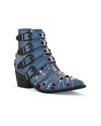 Синие замшевые ботильоны с украшением от Toga Pulla