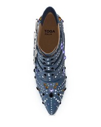 Синие замшевые ботильоны с украшением от Toga Pulla